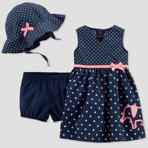 Carter’s Navy Polkadot Dress 3PC